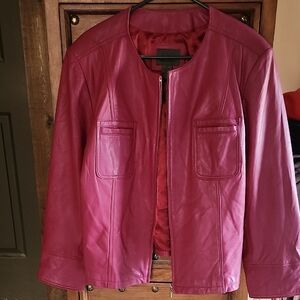 JohnPaulRichard Fuchsia Leather Jacket